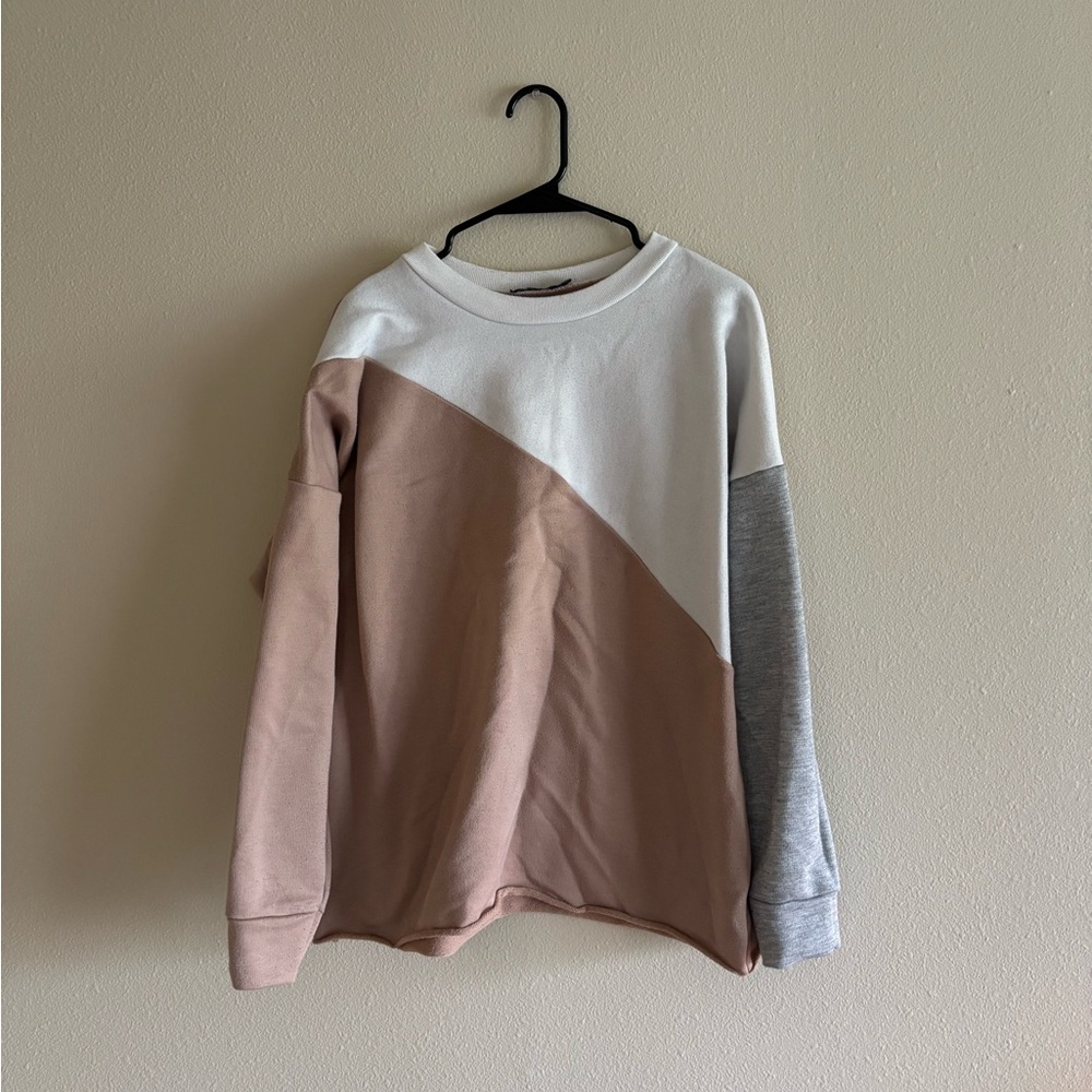 Boohoo Colorblock Sweatshirt - White, Pink, Gray